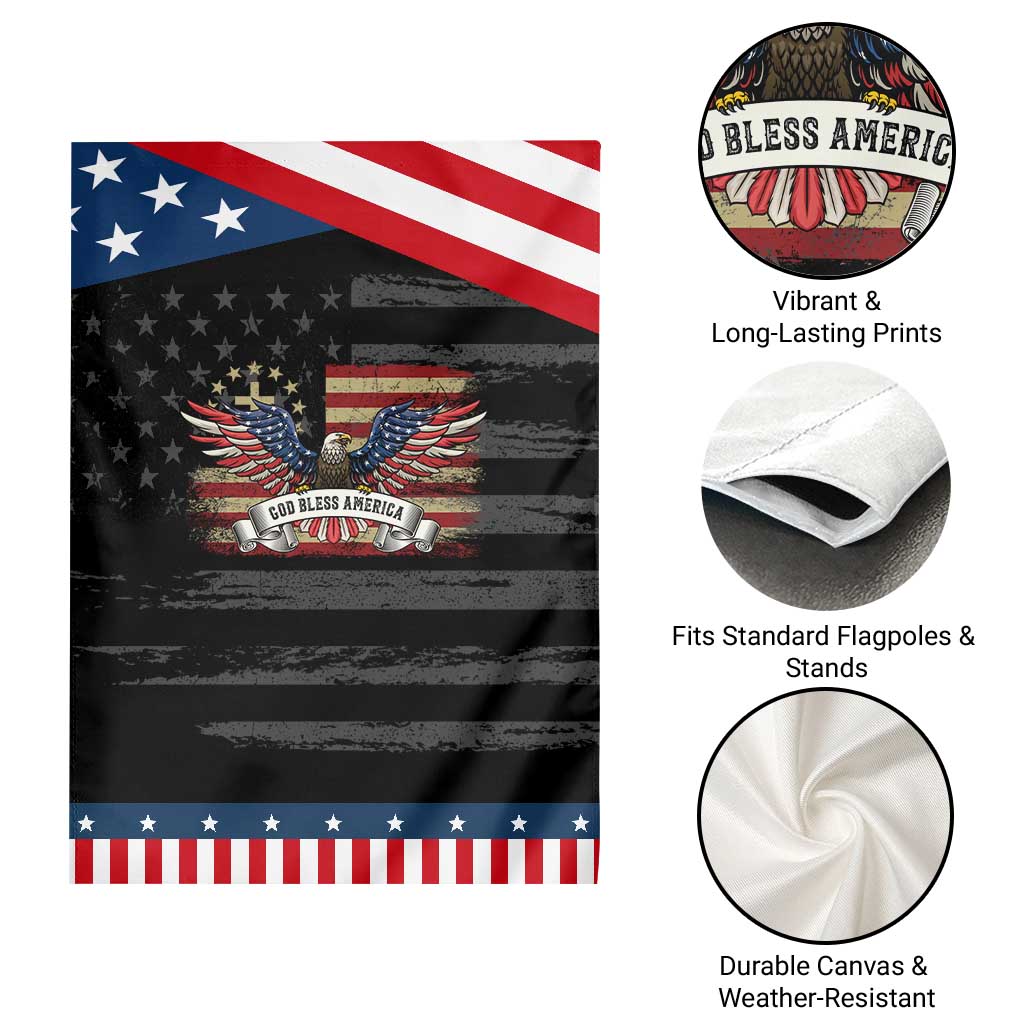 God Bless America Garden Flag Vintage Eagle Christian Cross Flag 4th Of July