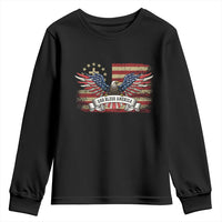 God Bless America Youth Sweatshirt Vintage Eagle Christian Cross Flag 4th Of July