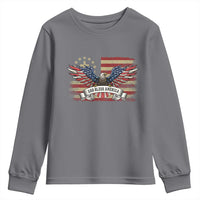 God Bless America Youth Sweatshirt Vintage Eagle Christian Cross Flag 4th Of July