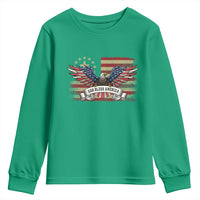 God Bless America Youth Sweatshirt Vintage Eagle Christian Cross Flag 4th Of July