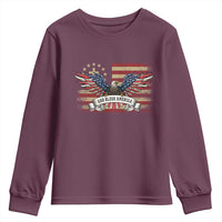 God Bless America Youth Sweatshirt Vintage Eagle Christian Cross Flag 4th Of July