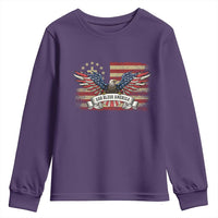 God Bless America Youth Sweatshirt Vintage Eagle Christian Cross Flag 4th Of July
