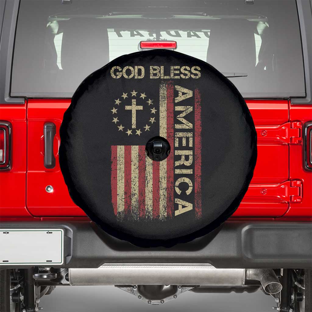 God Bless America Spare Tire Cover American Flag 4th Of July Patriotic Christian - Wonder Print Shop