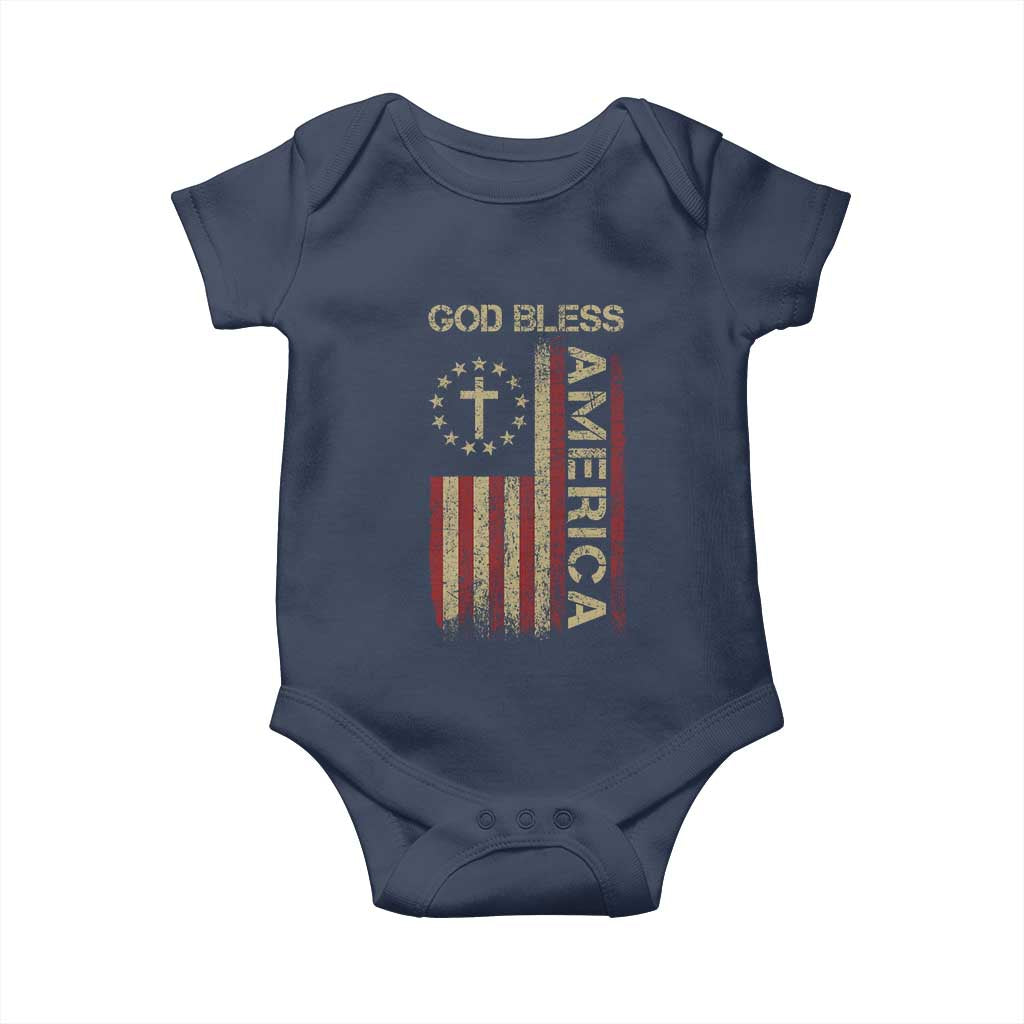God Bless America Baby Onesie American Flag 4th Of July Patriotic Christian - Wonder Print Shop