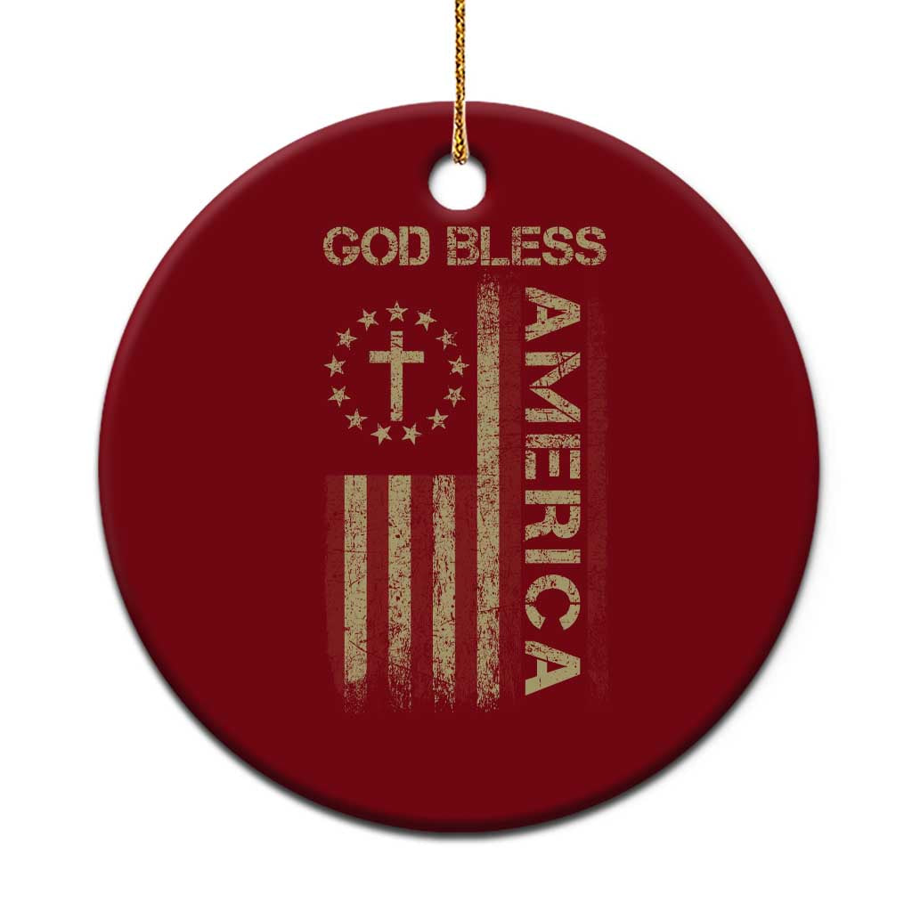 God Bless America Ceramic Ornament American Flag 4th Of July Patriotic Christian - Wonder Print Shop