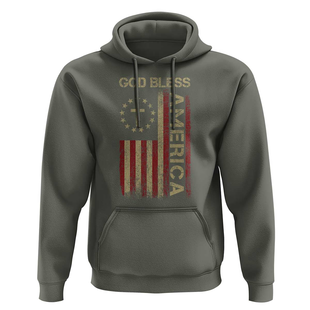 God Bless America Hoodie American Flag 4th Of July Patriotic Christian - Wonder Print Shop