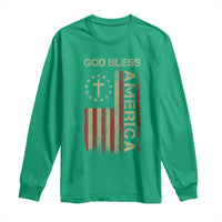 God Bless America Long Sleeve Shirt American Flag 4th Of July Patriotic Christian - Wonder Print Shop