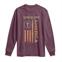 God Bless America Long Sleeve Shirt American Flag 4th Of July Patriotic Christian - Wonder Print Shop