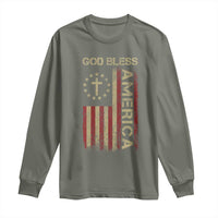 God Bless America Long Sleeve Shirt American Flag 4th Of July Patriotic Christian - Wonder Print Shop