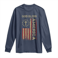 God Bless America Long Sleeve Shirt American Flag 4th Of July Patriotic Christian - Wonder Print Shop