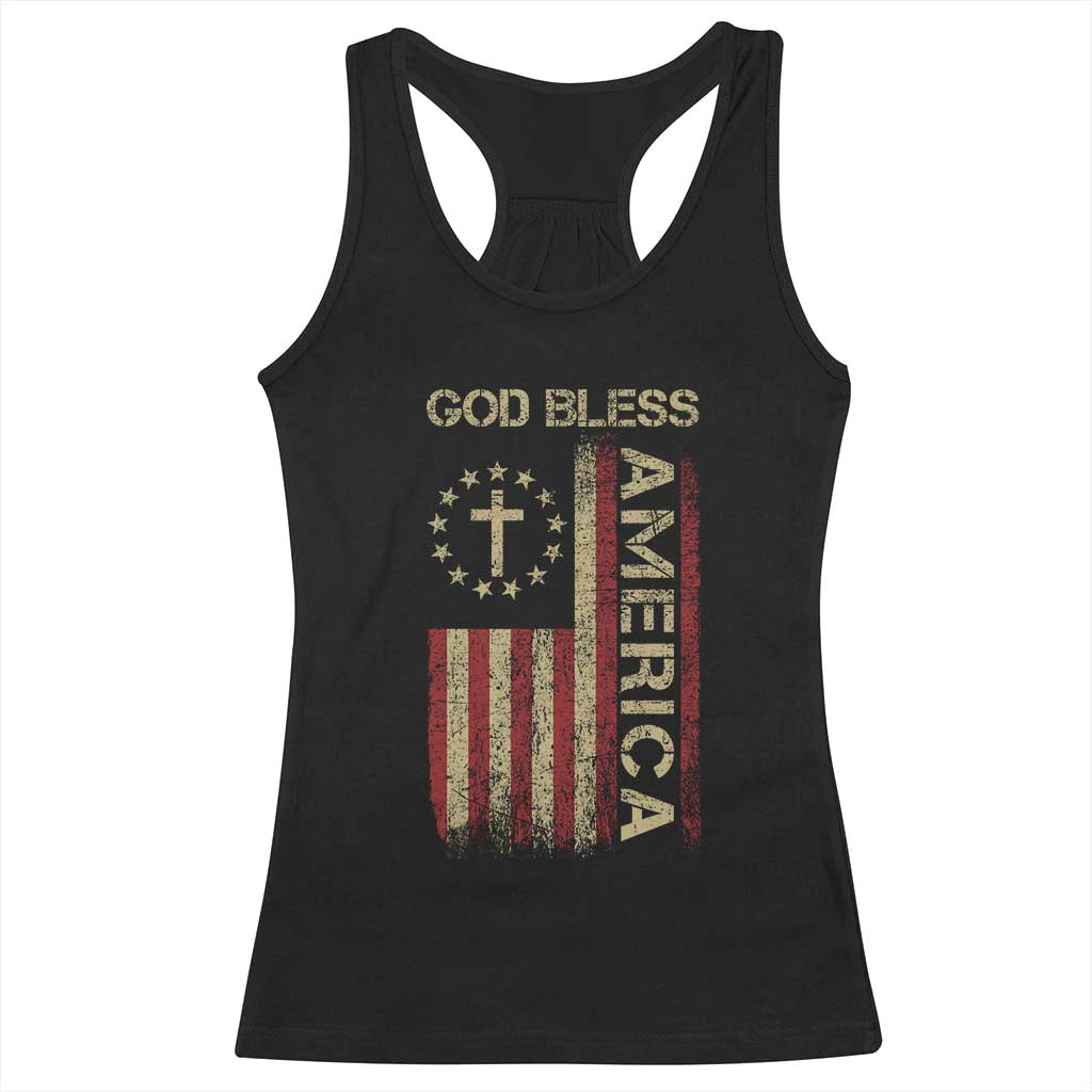 God Bless America Racerback Tank Top American Flag 4th Of July Patriotic Christian - Wonder Print Shop