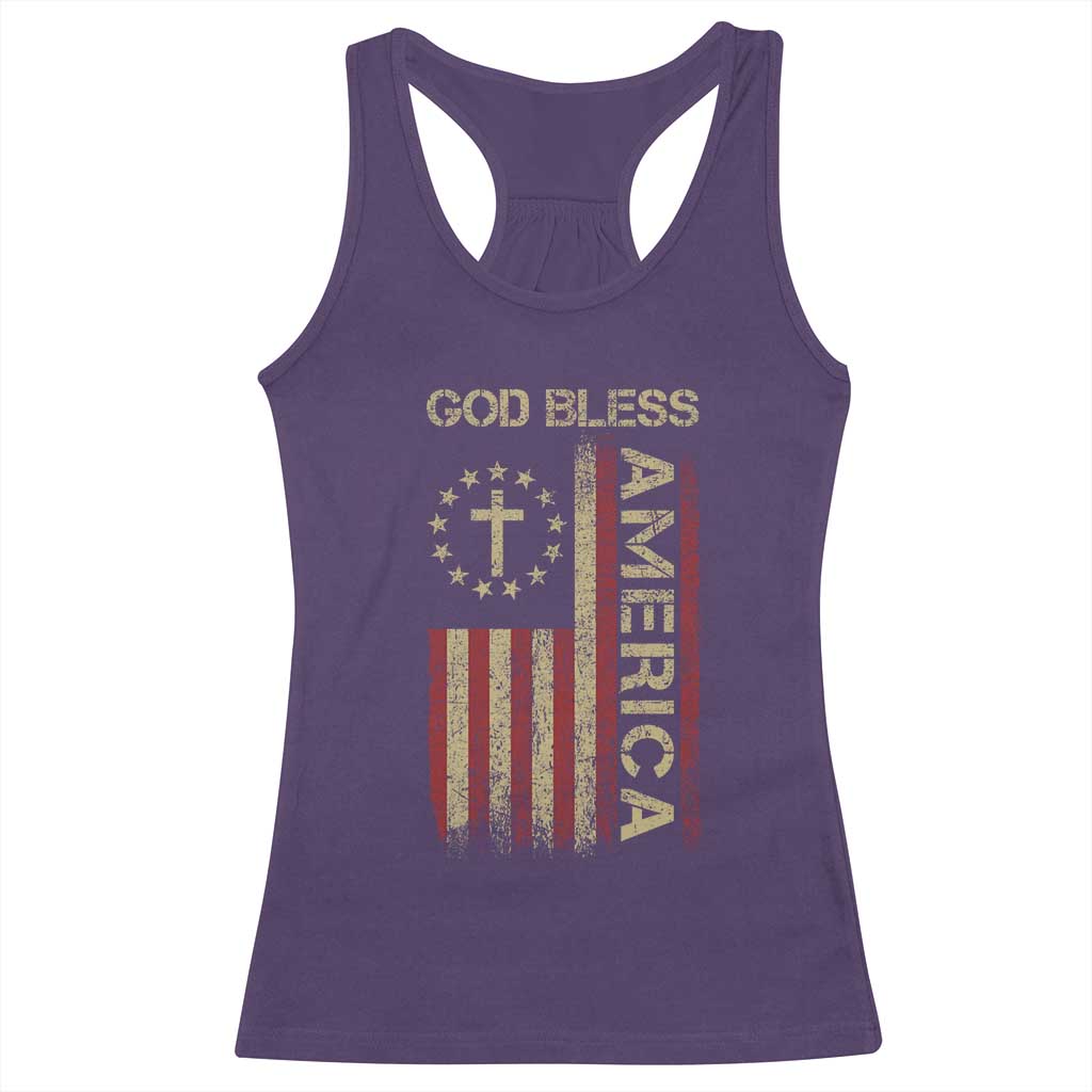 God Bless America Racerback Tank Top American Flag 4th Of July Patriotic Christian - Wonder Print Shop