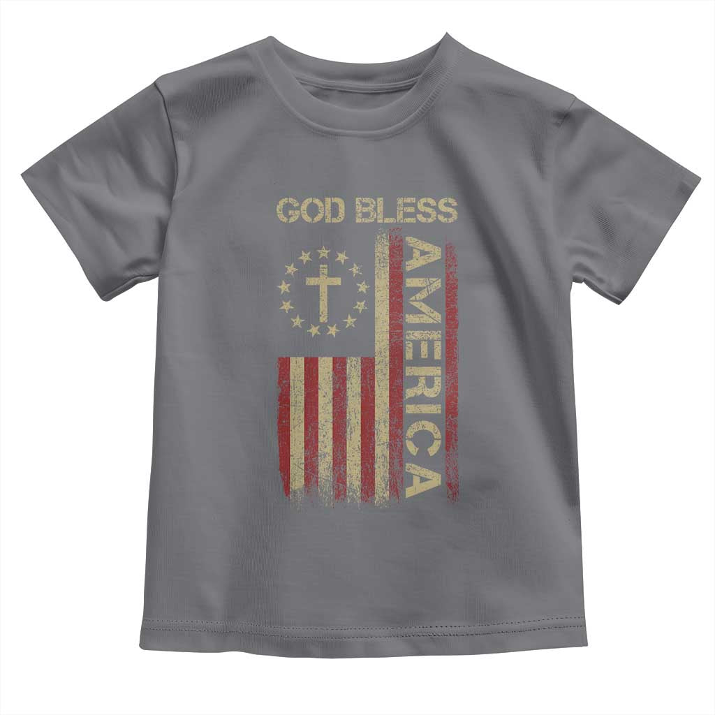 God Bless America Toddler T Shirt American Flag 4th Of July Patriotic Christian - Wonder Print Shop