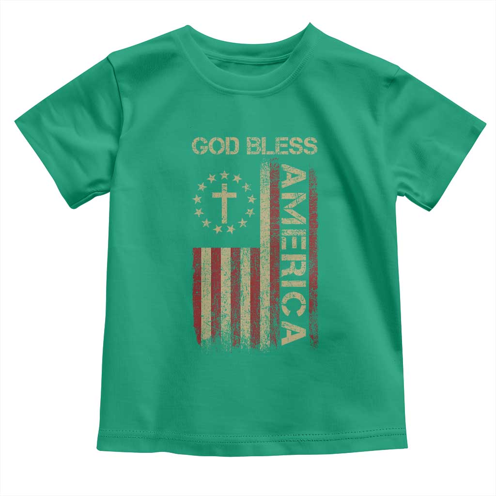 God Bless America Toddler T Shirt American Flag 4th Of July Patriotic Christian - Wonder Print Shop