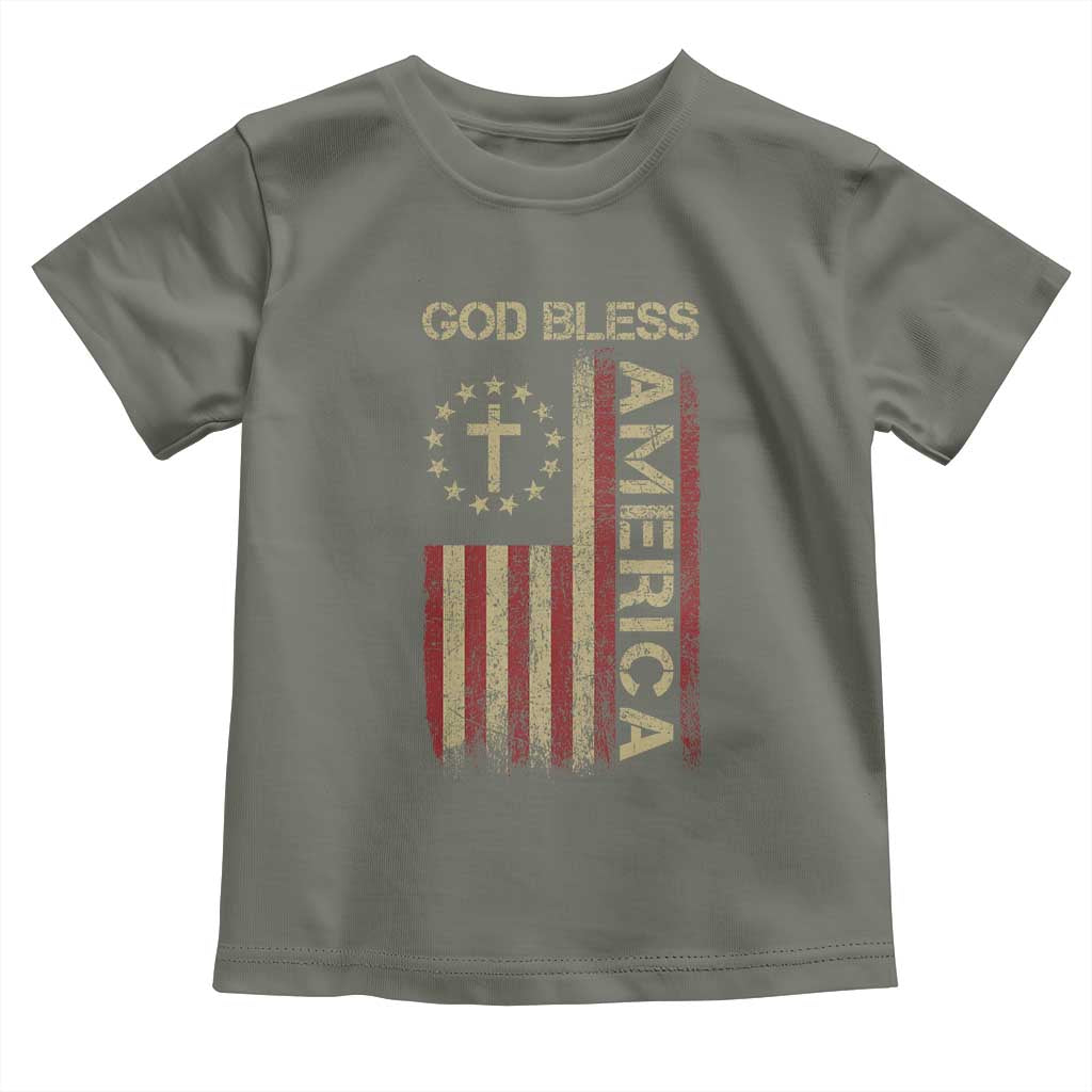 God Bless America Toddler T Shirt American Flag 4th Of July Patriotic Christian - Wonder Print Shop