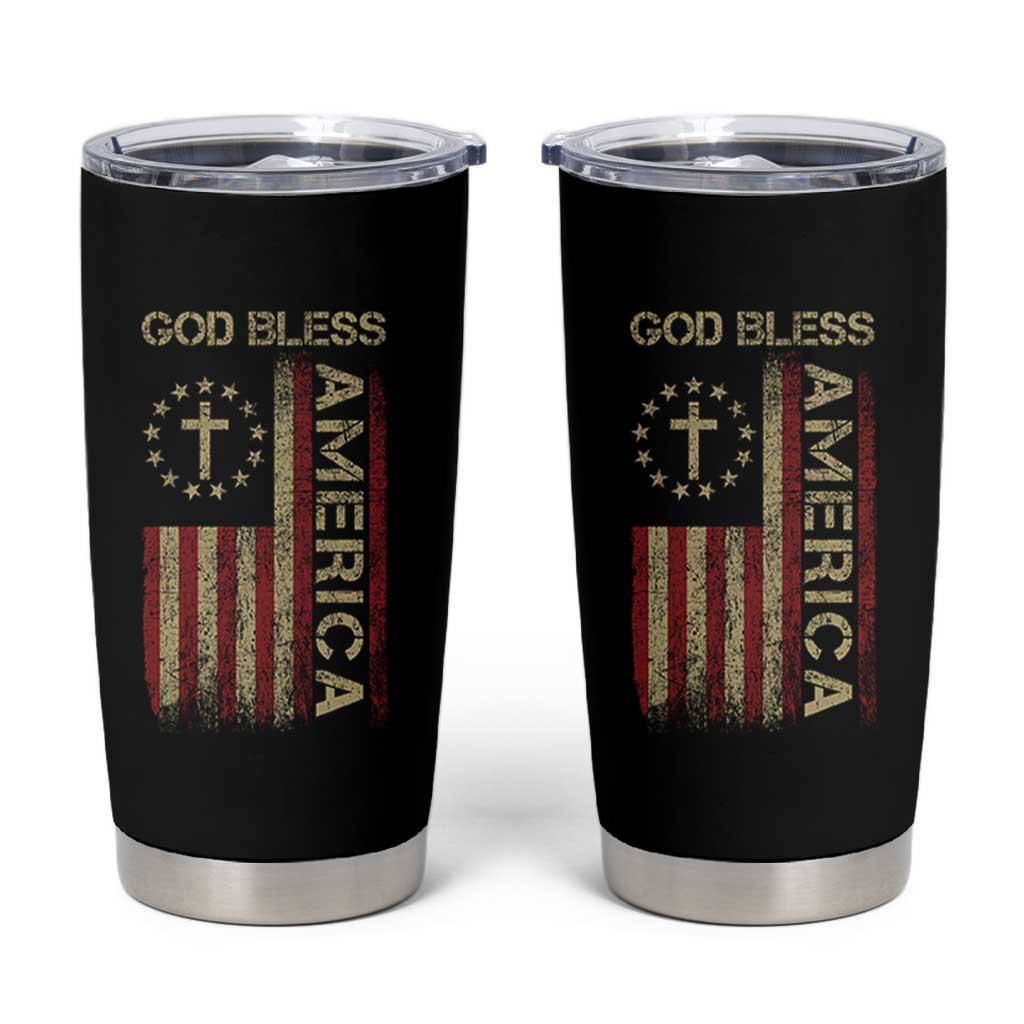 God Bless America Tumbler Cup American Flag 4th Of July Patriotic Christian - Wonder Print Shop