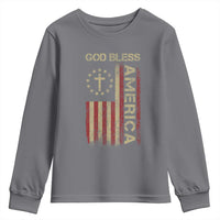 God Bless America Youth Sweatshirt American Flag 4th Of July Patriotic Christian - Wonder Print Shop
