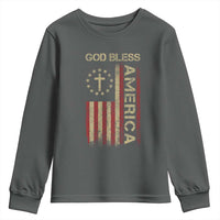 God Bless America Youth Sweatshirt American Flag 4th Of July Patriotic Christian - Wonder Print Shop