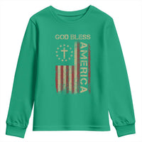 God Bless America Youth Sweatshirt American Flag 4th Of July Patriotic Christian - Wonder Print Shop
