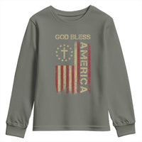 God Bless America Youth Sweatshirt American Flag 4th Of July Patriotic Christian - Wonder Print Shop