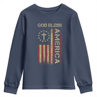 God Bless America Youth Sweatshirt American Flag 4th Of July Patriotic Christian - Wonder Print Shop