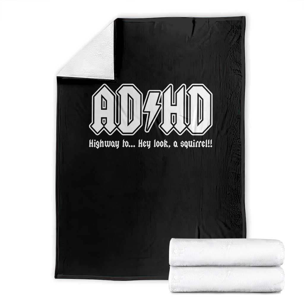 Funny ADHD Throw Blanket Hey Look a Squirrel Rocks Graphic - Wonder Print Shop