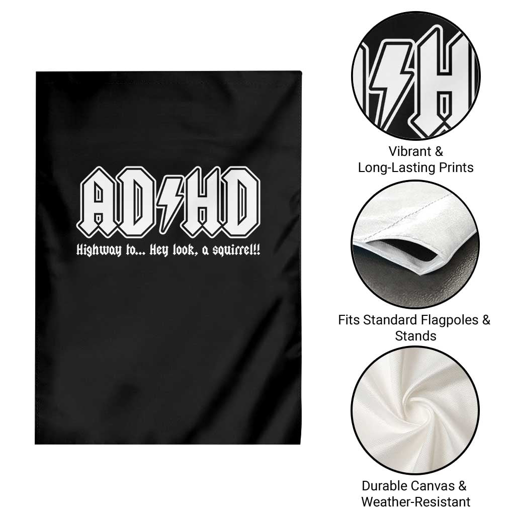 Funny ADHD Garden Flag Hey Look a Squirrel Rocks Graphic - Wonder Print Shop