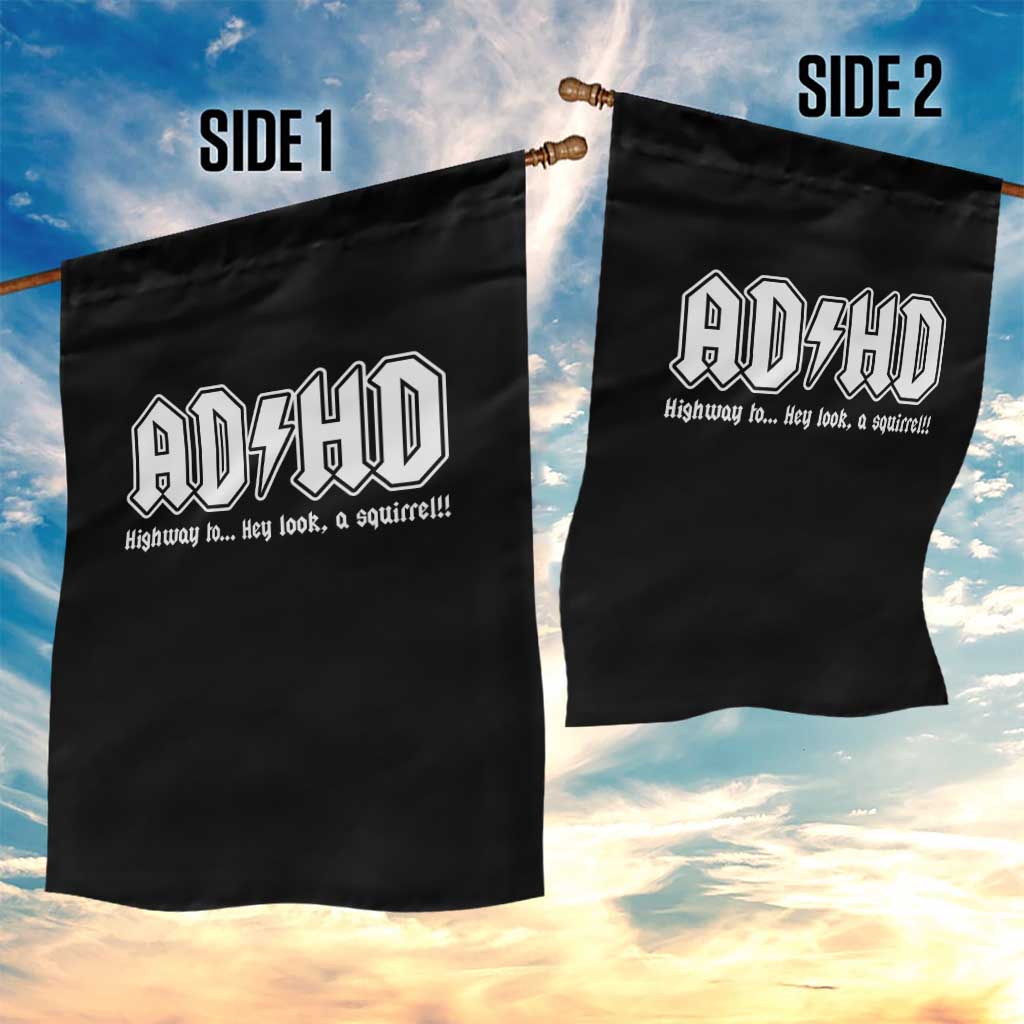 Funny ADHD Garden Flag Hey Look a Squirrel Rocks Graphic - Wonder Print Shop