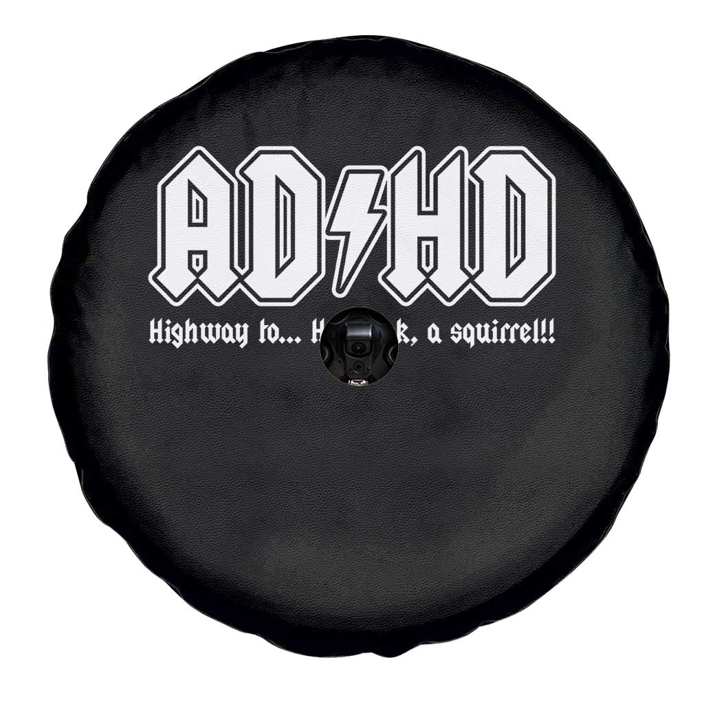 Funny ADHD Spare Tire Cover Hey Look a Squirrel Rocks Graphic - Wonder Print Shop