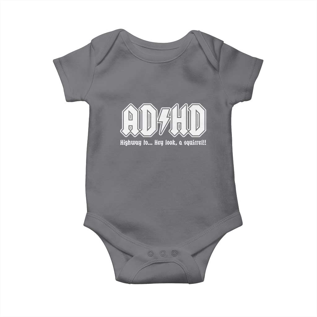Funny ADHD Baby Onesie Hey Look a Squirrel Rocks Graphic - Wonder Print Shop