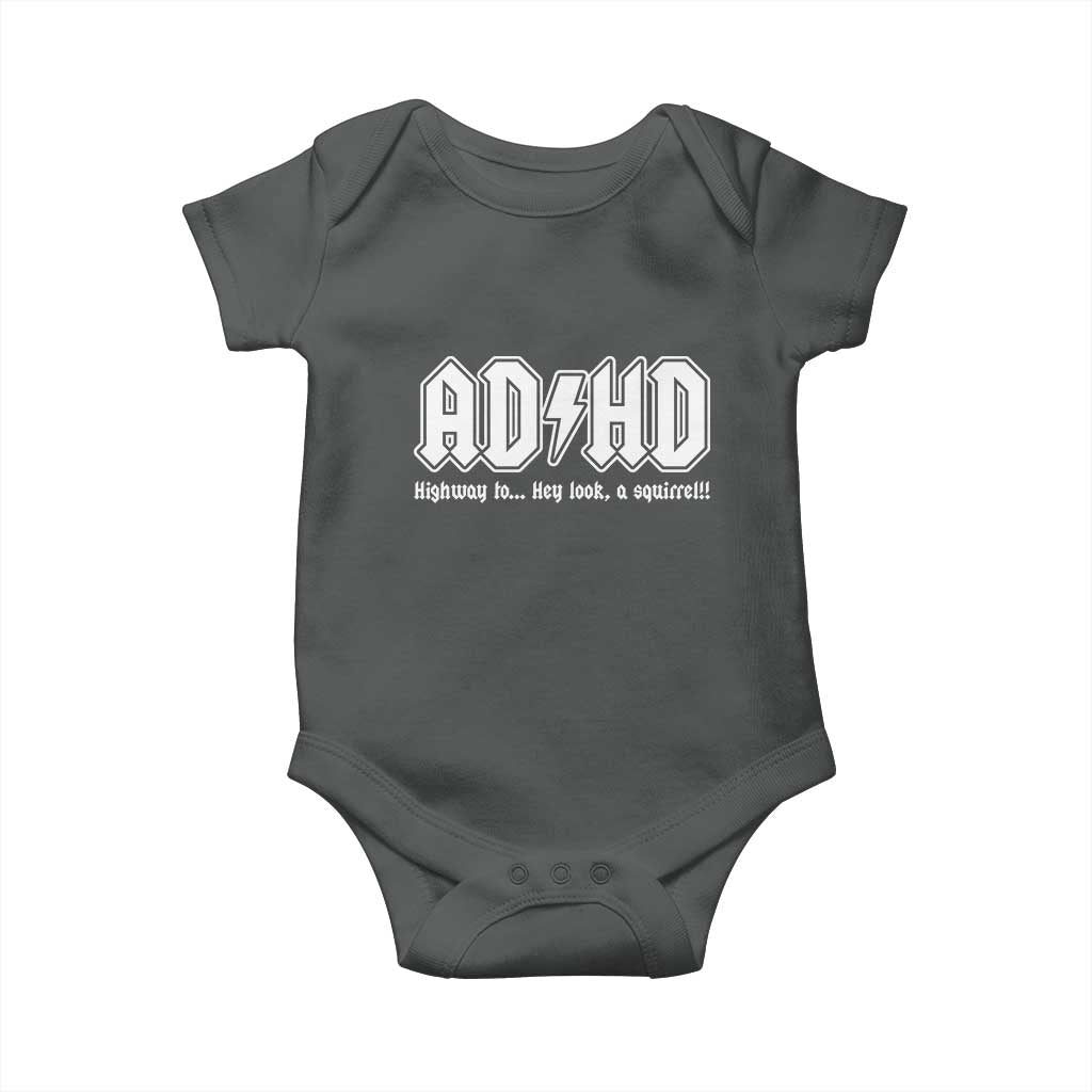 Funny ADHD Baby Onesie Hey Look a Squirrel Rocks Graphic - Wonder Print Shop