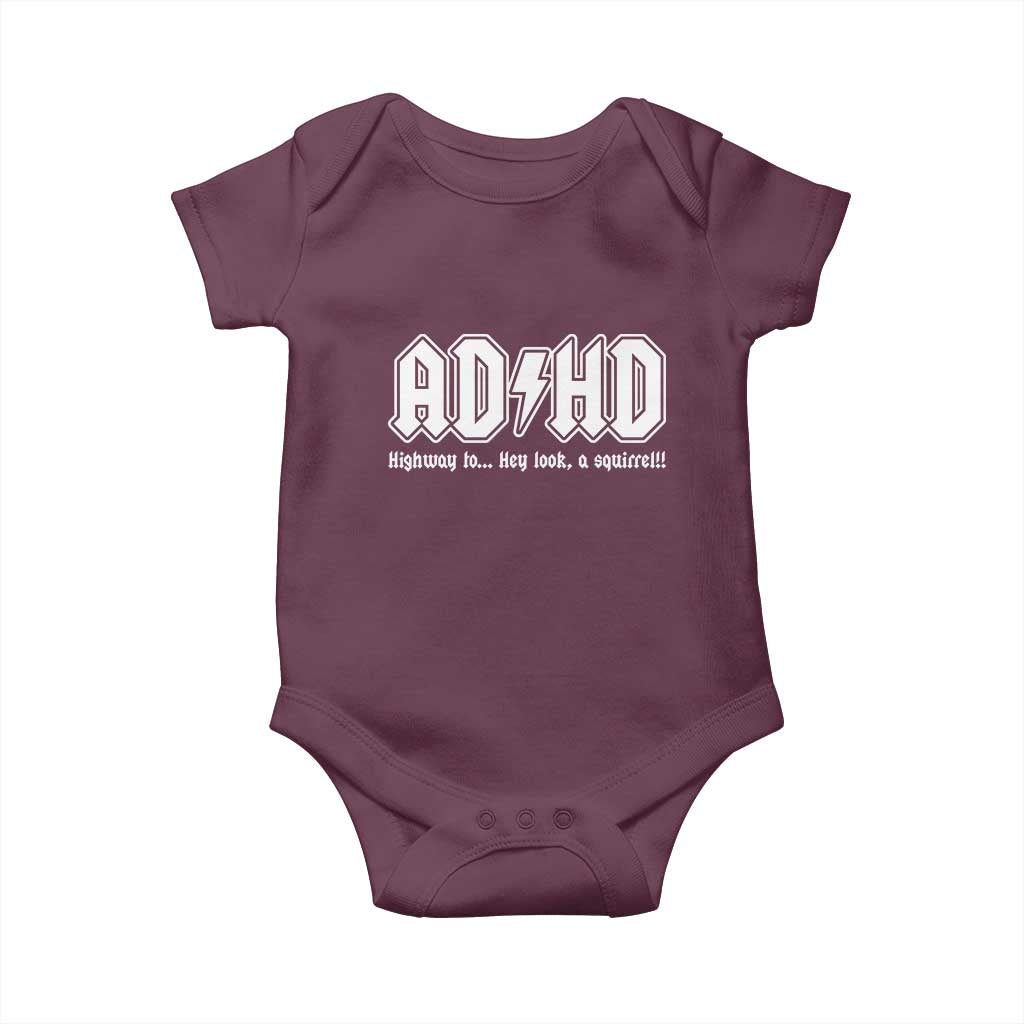 Funny ADHD Baby Onesie Hey Look a Squirrel Rocks Graphic - Wonder Print Shop