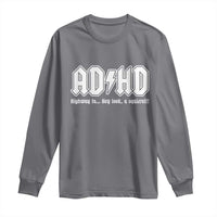Funny ADHD Long Sleeve Shirt Hey Look a Squirrel Rocks Graphic - Wonder Print Shop