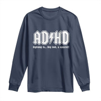 Funny ADHD Long Sleeve Shirt Hey Look a Squirrel Rocks Graphic - Wonder Print Shop
