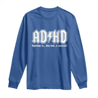 Funny ADHD Long Sleeve Shirt Hey Look a Squirrel Rocks Graphic - Wonder Print Shop