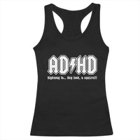 Funny ADHD Racerback Tank Top Hey Look a Squirrel Rocks Graphic - Wonder Print Shop