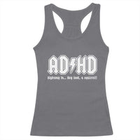 Funny ADHD Racerback Tank Top Hey Look a Squirrel Rocks Graphic - Wonder Print Shop