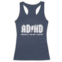Funny ADHD Racerback Tank Top Hey Look a Squirrel Rocks Graphic - Wonder Print Shop
