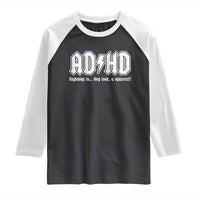 Funny ADHD Raglan Shirt Hey Look a Squirrel Rocks Graphic - Wonder Print Shop