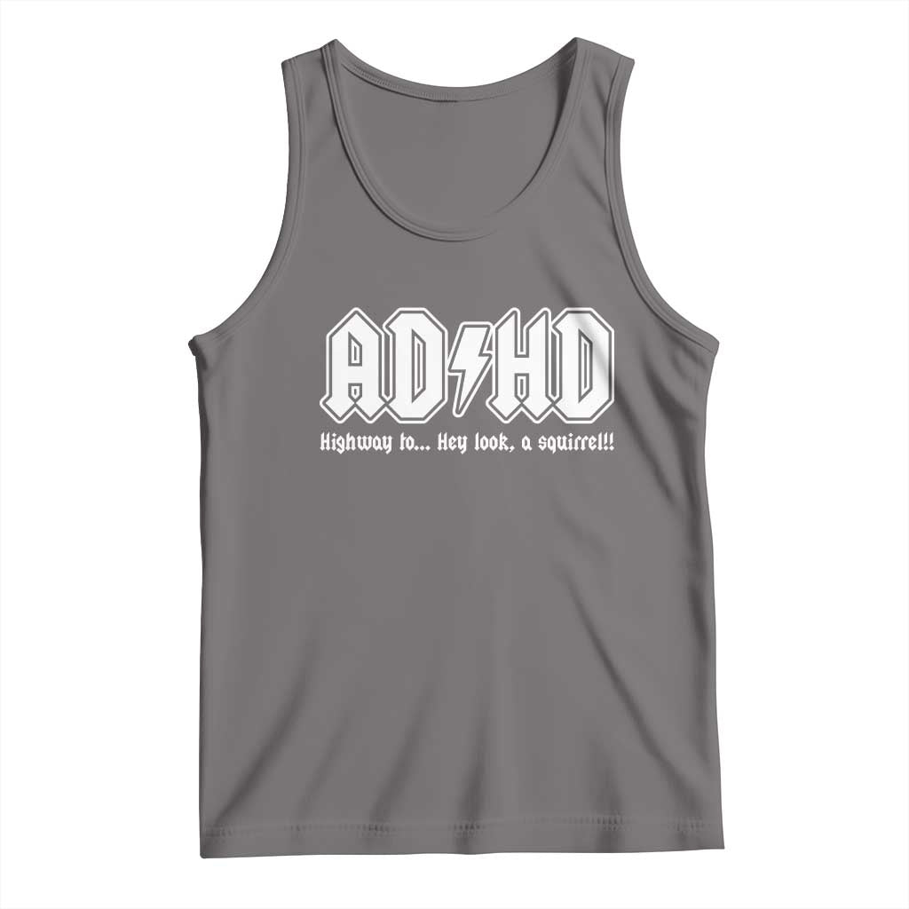 Funny ADHD Tank Top Hey Look a Squirrel Rocks Graphic - Wonder Print Shop