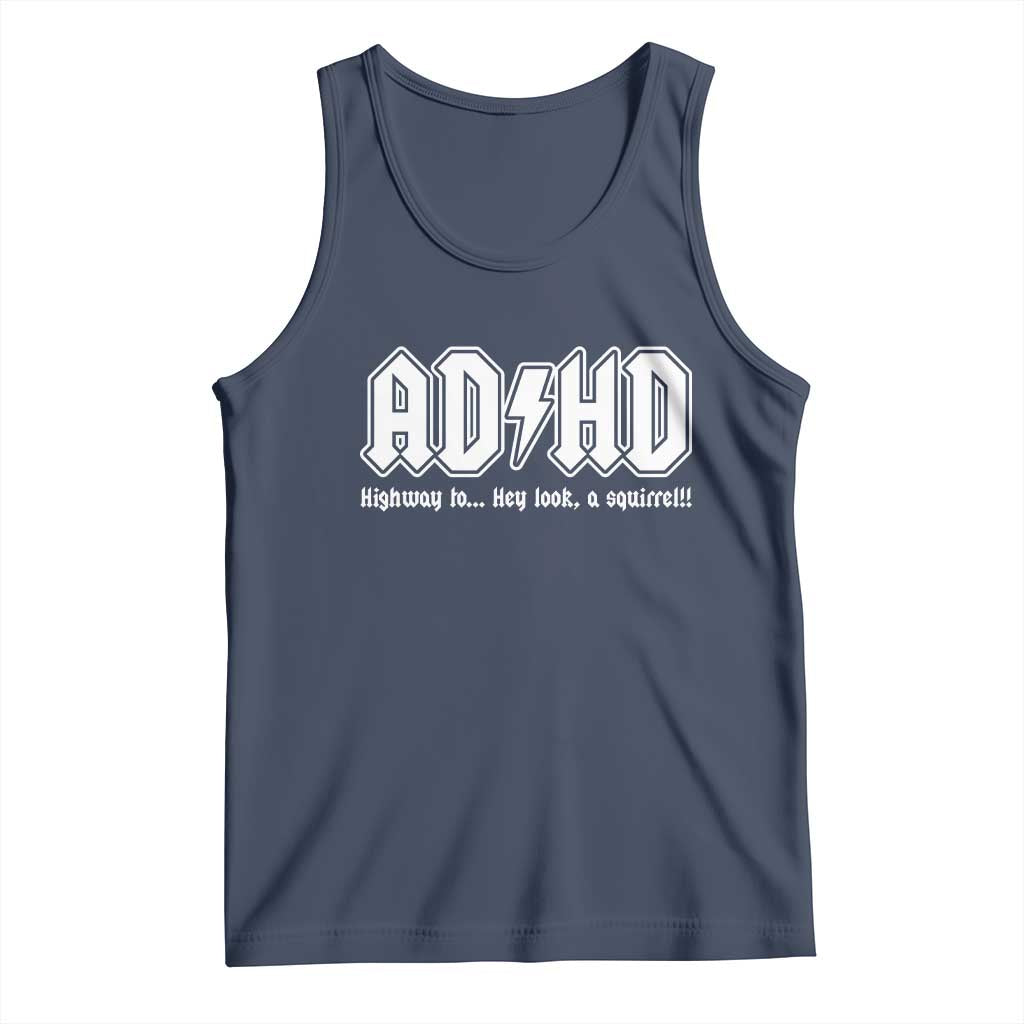 Funny ADHD Tank Top Hey Look a Squirrel Rocks Graphic - Wonder Print Shop