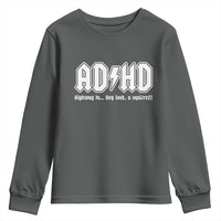 Funny ADHD Youth Sweatshirt Hey Look a Squirrel Rocks Graphic - Wonder Print Shop