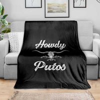 Howdy Putos Throw Blanket Western Cowboy Skull Outlaw Style