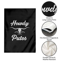 Howdy Putos Garden Flag Western Cowboy Skull Outlaw Style