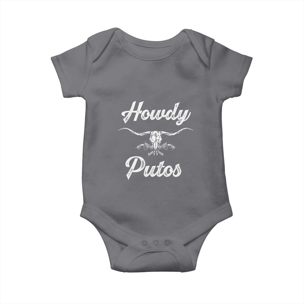 Howdy Putos Baby Onesie Western Cowboy Skull Outlaw Style