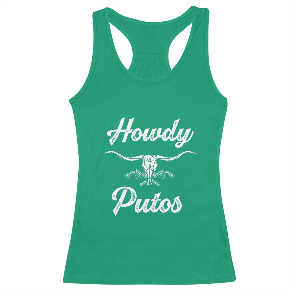 Howdy Putos Racerback Tank Top Western Cowboy Skull Outlaw Style