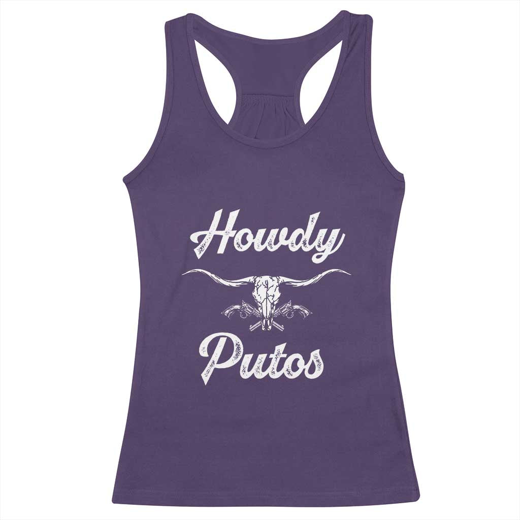 Howdy Putos Racerback Tank Top Western Cowboy Skull Outlaw Style