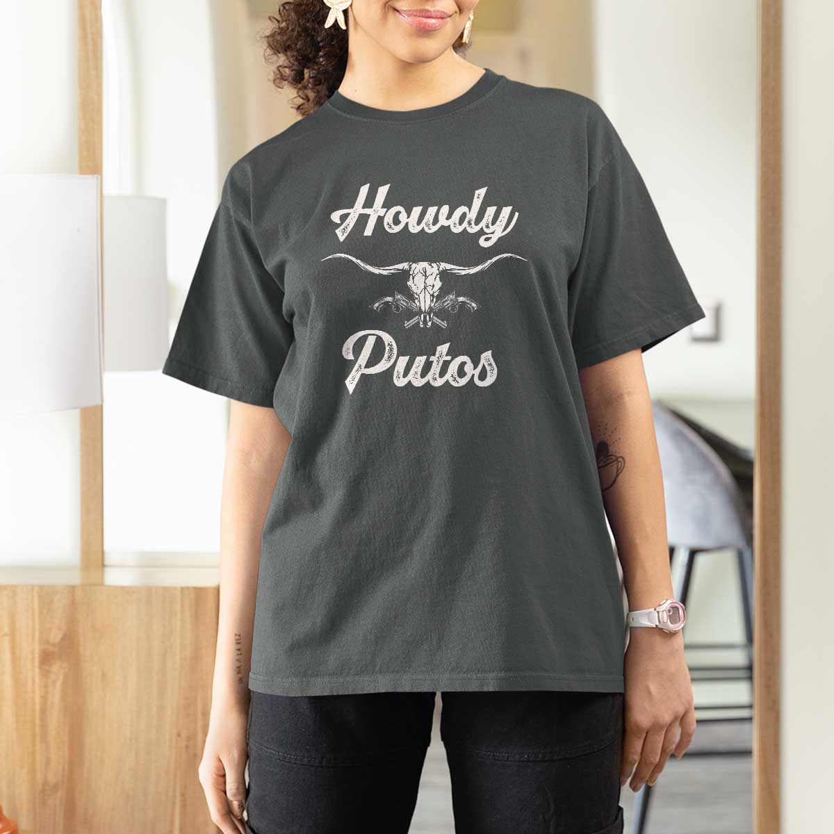 Howdy Putos T Shirt For Women Western Cowboy Skull Outlaw Style