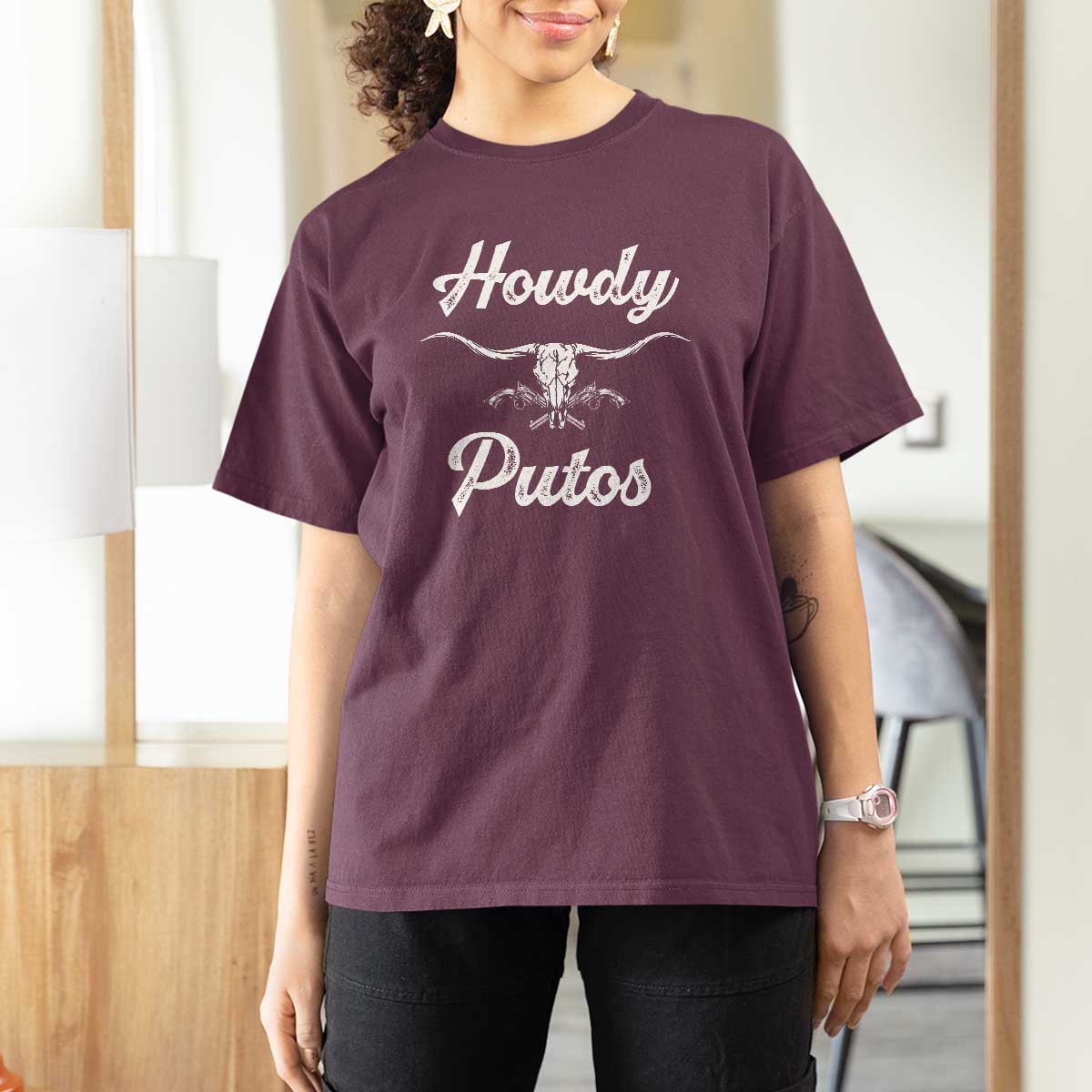 Howdy Putos T Shirt For Women Western Cowboy Skull Outlaw Style