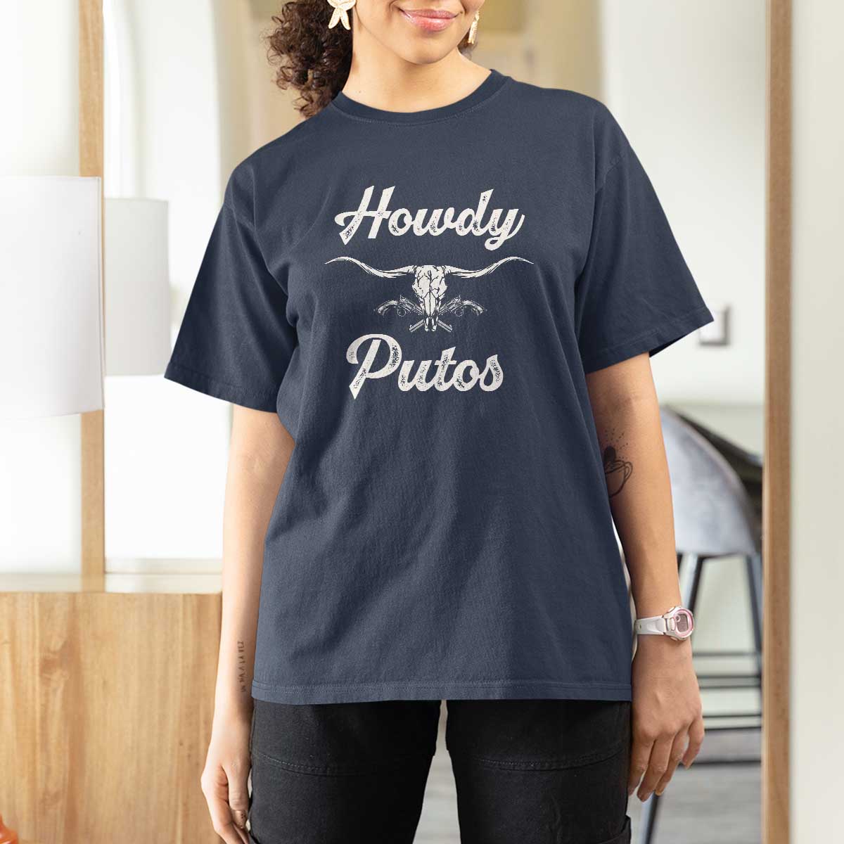 Howdy Putos T Shirt For Women Western Cowboy Skull Outlaw Style